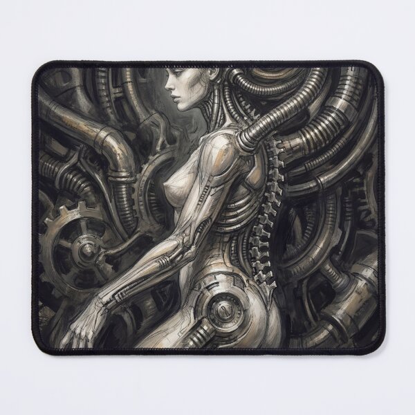 Item preview, Scifi Biomechanical portrait of a beautiful woman pinup art designed and sold by Vintage Designs +.