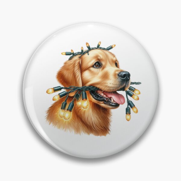 Item preview, Festive Golden Retriever dog with Christmas lights designed and sold by JonysCreativeDesigns.
