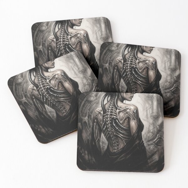 Item preview,  Scifi Biomechanical portrait of a beautiful woman pinup art designed and sold by Vintage Designs +.