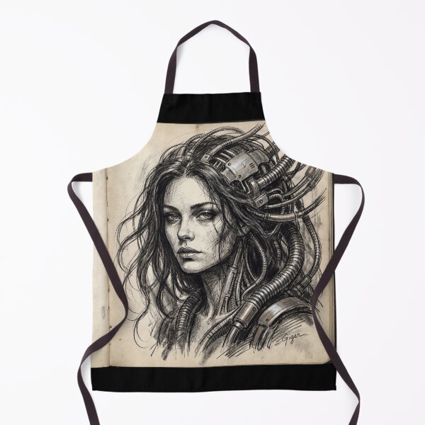 Item preview, Scifi Biomechanical portrait of a beautiful woman pinup art designed and sold by Vintage Designs +.