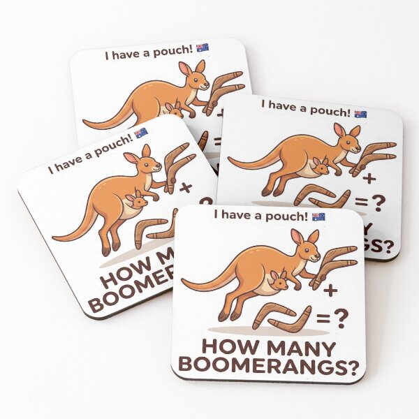 Item preview, Kangaroo & Joey – How Many Boomerangs? Australian Kids Magnet designed and sold by MiracleDroplet.