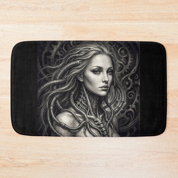 Item preview, Scifi Biomechanical portrait of a beautiful woman pinup art designed and sold by Vintage Designs +.