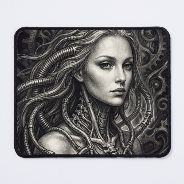 Item preview, Scifi Biomechanical portrait of a beautiful woman pinup art designed and sold by Vintage Designs +.