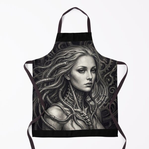 Item preview, Scifi Biomechanical portrait of a beautiful woman pinup art designed and sold by Vintage Designs +.
