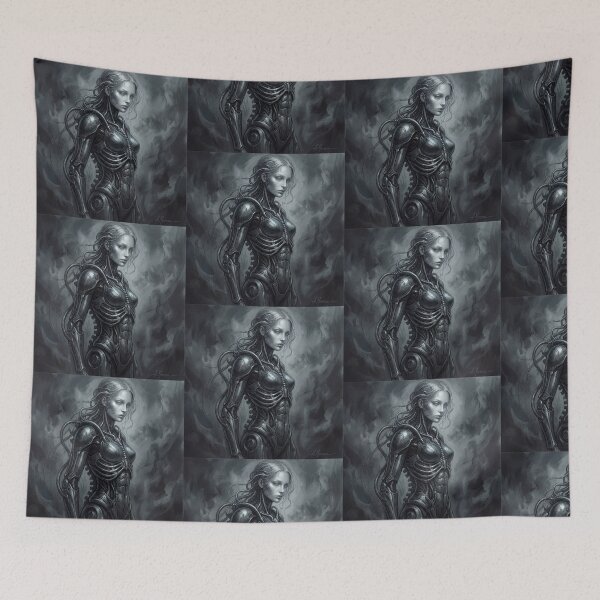 Item preview,  Scifi Biomechanical portrait of a beautiful woman pinup art designed and sold by Vintage Designs +.