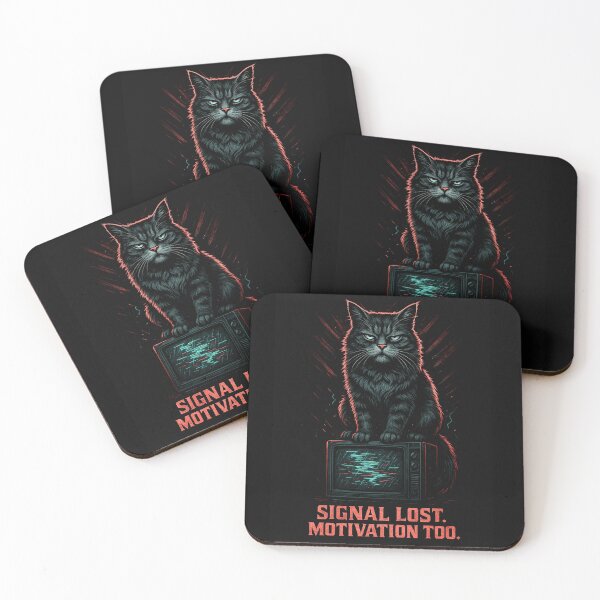 Item preview, Signal Lost. Motivation Too. – 80s Metal Cat Art designed and sold by catastrocat.