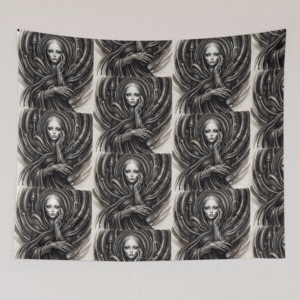 Item preview,  Scifi Biomechanical portrait of a beautiful woman pinup art designed and sold by Vintage Designs +.