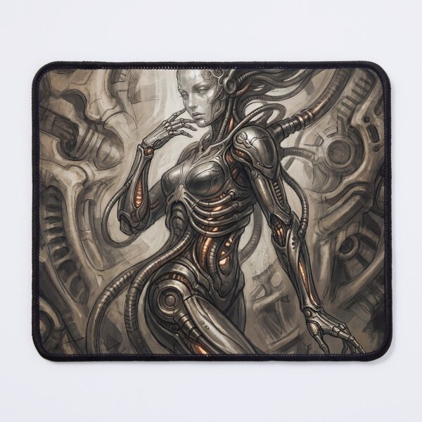 Item preview, Scifi Biomechanical portrait of a beautiful woman pinup art designed and sold by Vintage Designs +.