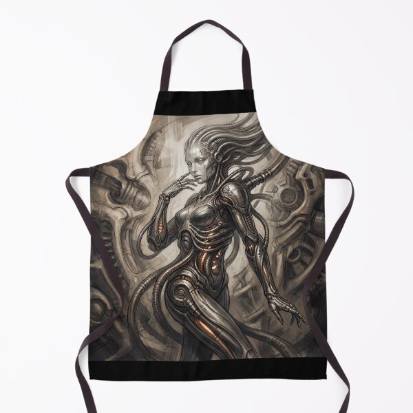 Item preview, Scifi Biomechanical portrait of a beautiful woman pinup art designed and sold by Vintage Designs +.