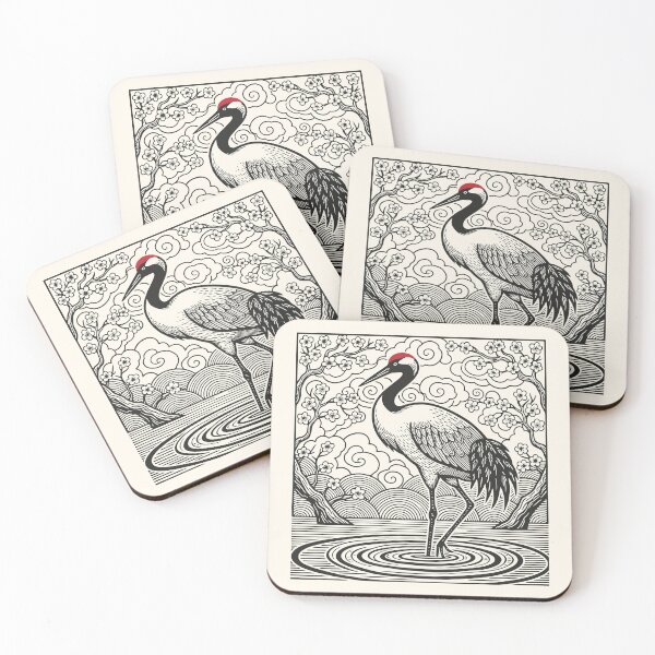 Item preview, Sandhill Crane Bird Linocut Style Birdwatcher  designed and sold by Y-Vibes.
