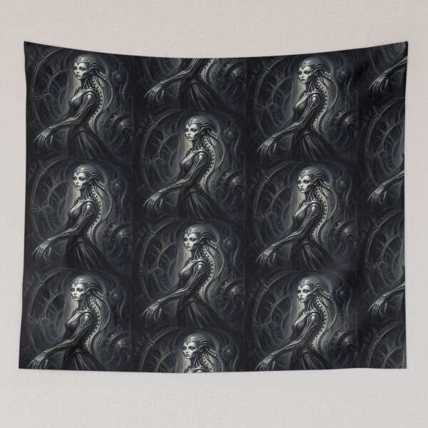 Item preview, Scifi Biomechanical portrait of a beautiful woman pinup art designed and sold by Vintage Designs +.