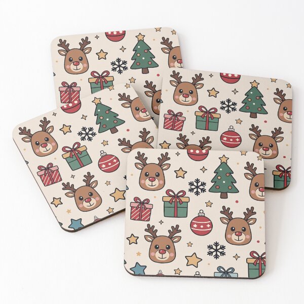 Item preview, Cute Reindeer & Christmas Icons Pattern designed and sold by SassyArtistry.