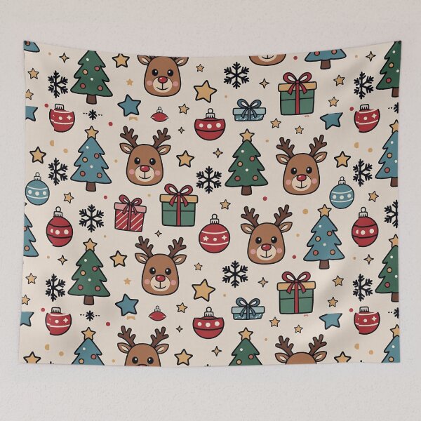 Item preview, Cute Reindeer & Christmas Icons Pattern designed and sold by SassyArtistry.