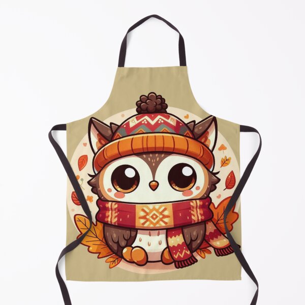 Item preview, Kawaii Cozy Autumn Cat Owl With Scarf designed and sold by BigBlueArt.