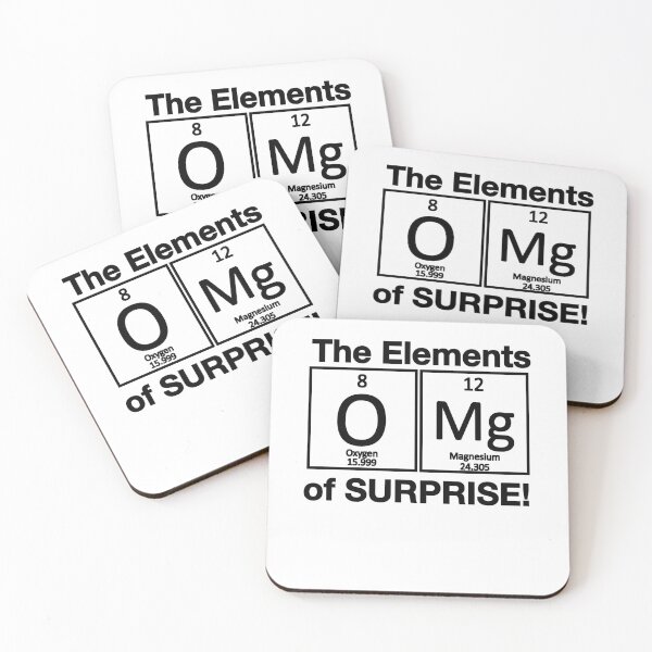 Item preview, Funny Nerdy The Elements of Surprise OMG O Mg Chemistry Teacher Black Text designed and sold by MathWare MathClips.