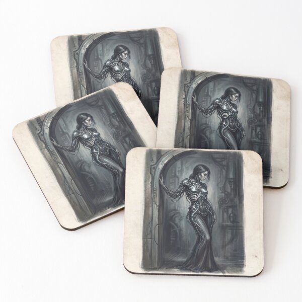 Item preview, Scifi Biomechanical portrait of a beautiful woman pinup art designed and sold by Vintage Designs +.