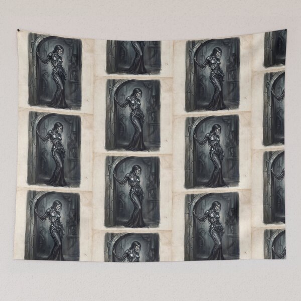 Item preview, Scifi Biomechanical portrait of a beautiful woman pinup art designed and sold by Vintage Designs +.