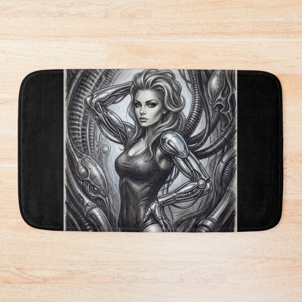 Item preview, Scifi Biomechanical portrait of a beautiful woman pinup art designed and sold by Vintage Designs +.