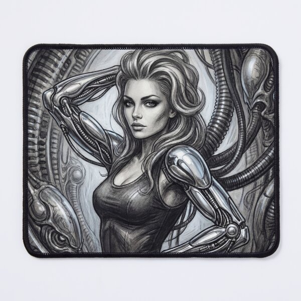 Item preview, Scifi Biomechanical portrait of a beautiful woman pinup art designed and sold by Vintage Designs +.