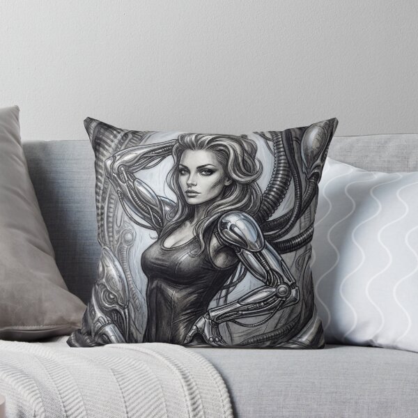 Item preview, Scifi Biomechanical portrait of a beautiful woman pinup art designed and sold by Vintage Designs +.