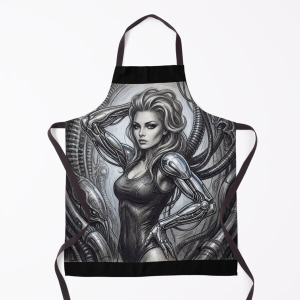Item preview, Scifi Biomechanical portrait of a beautiful woman pinup art designed and sold by Vintage Designs +.