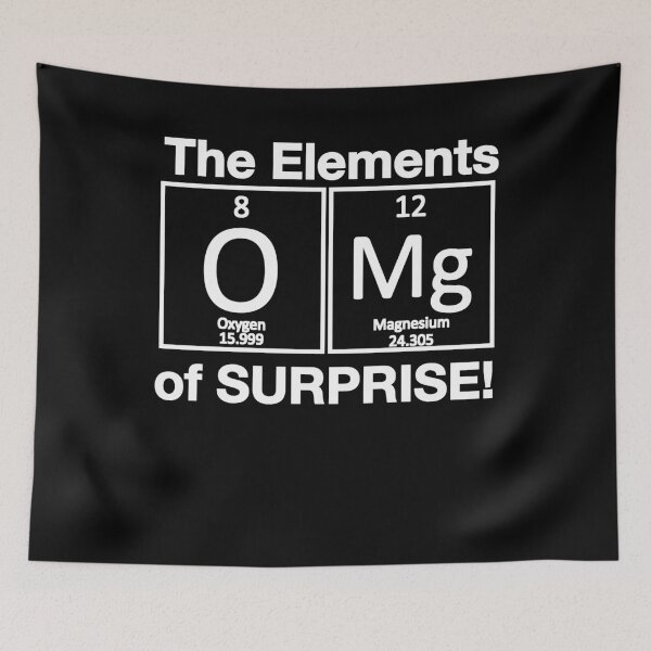 Item preview, Funny Nerdy The Elements of Surprise OMG O Mg Chemistry Teacher White Text designed and sold by MathWare MathClips.