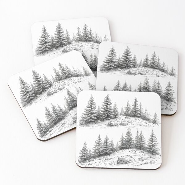 Item preview, Three hills with pine trees and rocks designed and sold by Mianku | Für das Leben.