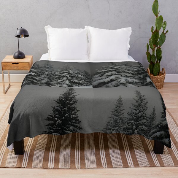 Item preview, Snow-covered trees and skiers on a dark winter day designed and sold by Mianku | Für das Leben.