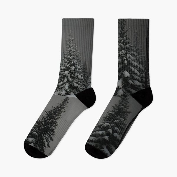Item preview, Snow-covered trees and skiers on a dark winter day designed and sold by Mianku | Für das Leben.