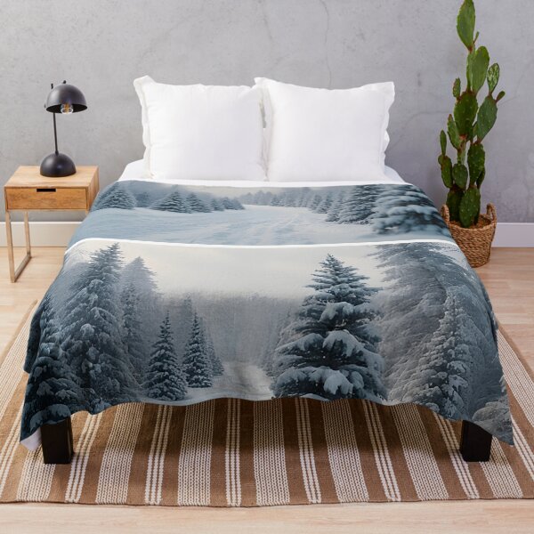 Item preview, Wintery road through snow-covered pine forest designed and sold by Mianku | Für das Leben.