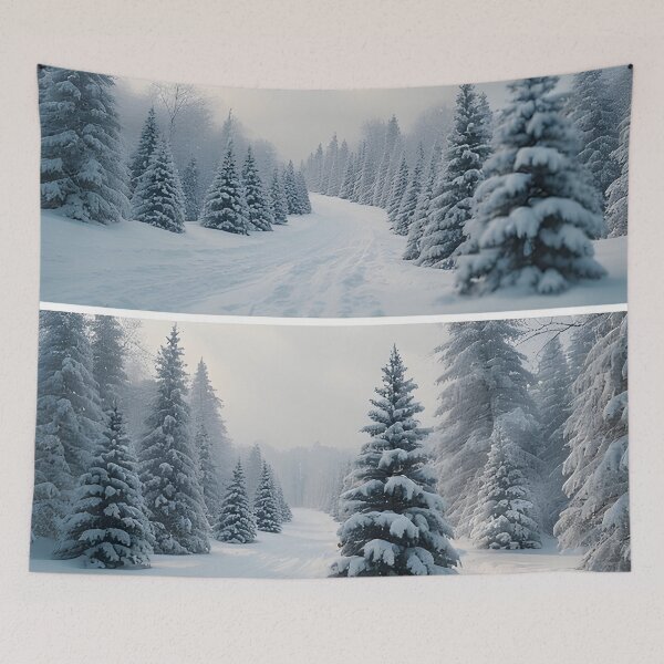 Item preview, Wintery road through snow-covered pine forest designed and sold by Mianku | Für das Leben.