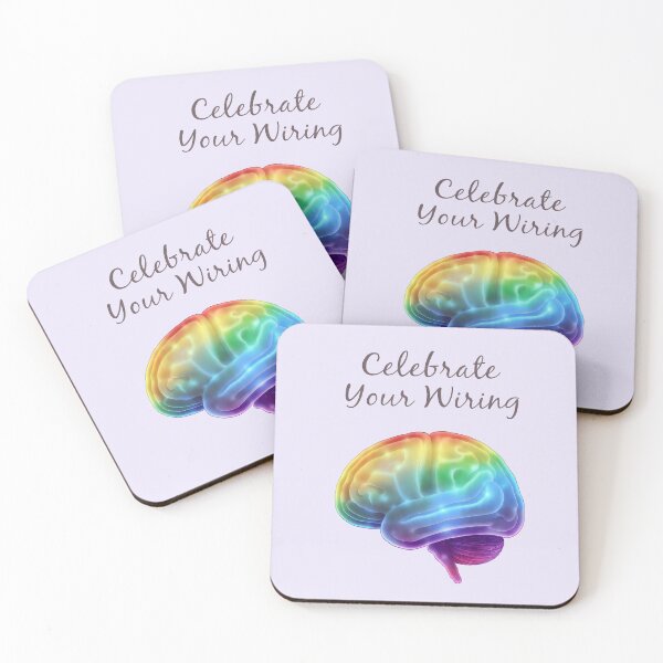 Item preview, “Celebrate Your Wiring” Rainbow Brain – Neurodiversity Pride Colorful Abstract Design designed and sold by PureBrain.