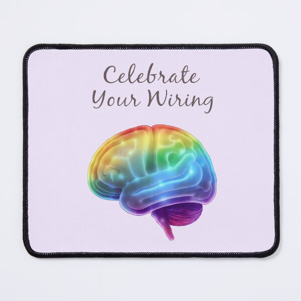 Item preview, “Celebrate Your Wiring” Rainbow Brain – Neurodiversity Pride Colorful Abstract Design designed and sold by PureBrain.
