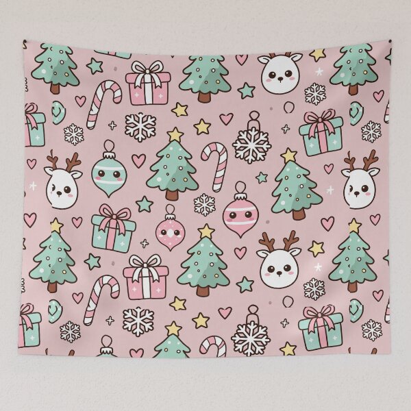 Item preview, Pink Christmas Cute Icons Seamless Pattern designed and sold by SassyArtistry.