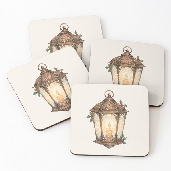 Item preview, Vintage Christmas Lantern – Cozy Warm Glow Watercolor designed and sold by Iras-Art-Corner.