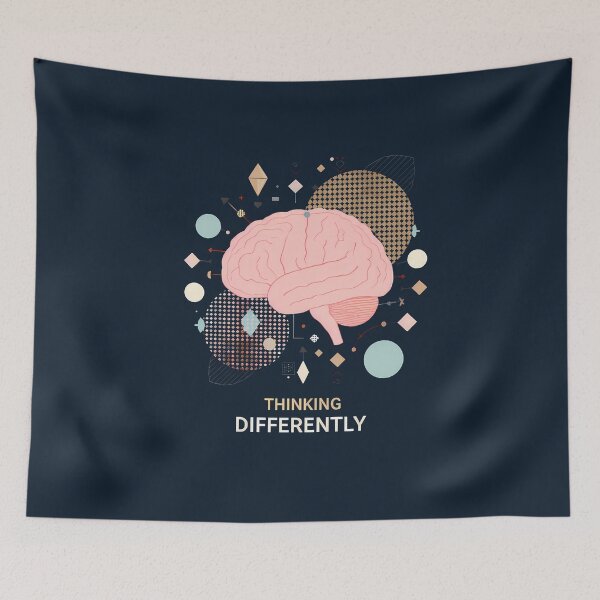Item preview, Thinking Differently – Neurodivergent Brain Illustration | Modern Geometric Design designed and sold by PureBrain.