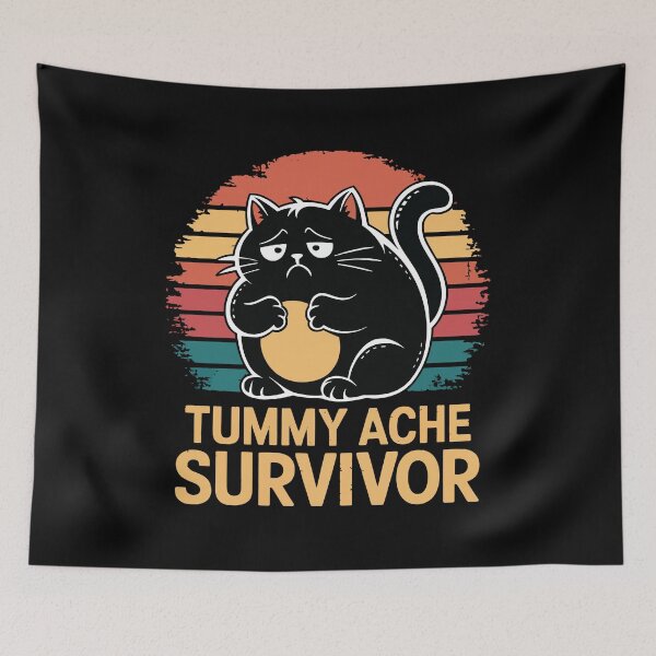 Item preview, Tummy Ache Survivor Black Cat designed and sold by Lichtisign.