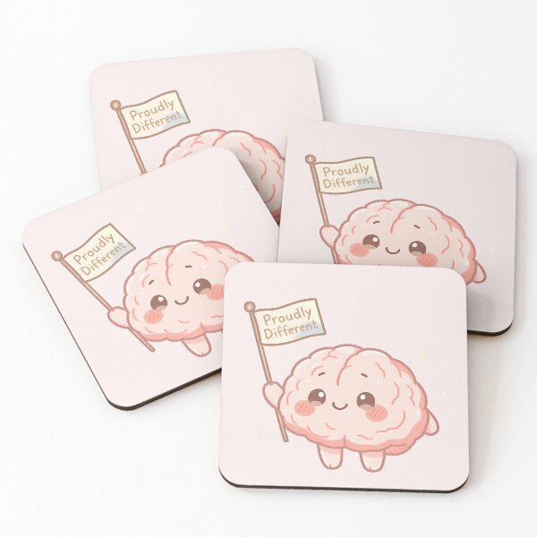 Item preview, “Proudly Different” Kawaii Brain – Cute Neurodiversity Positivity & Self-Acceptance Design designed and sold by PureBrain.