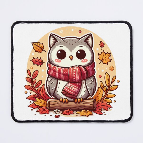 Item preview, Kawaii Autumn Owl With Cozy Scarf designed and sold by BigBlueArt.