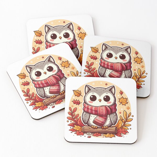 Item preview, Kawaii Autumn Owl With Cozy Scarf designed and sold by BigBlueArt.
