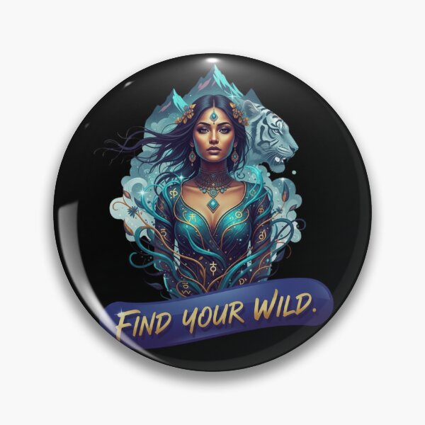 Item preview, Empowering Woman Art: Majestic Indian Goddess with White Tiger & "FIND YOUR WILD." Slogan designed and sold by BoldBloomArt.