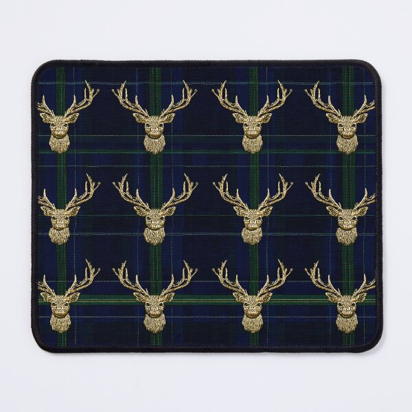 Item preview, Golden Stag Head on Tartan Pattern - Rustic & Elegant Design designed and sold by Gino By Design.