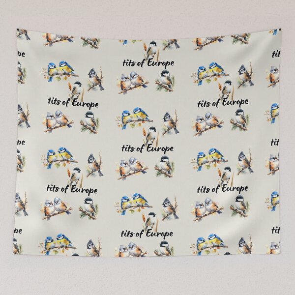 Item preview, European Tit species - "tits of Europe" text, wordplay designed and sold by LiskoDesign.