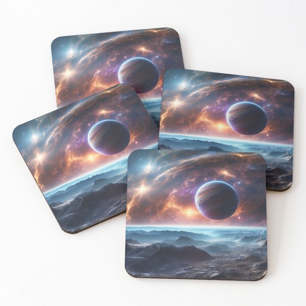 Item preview, Celestial Dawn Over Frozen Alien Peaks designed and sold by ArtComixHaven.