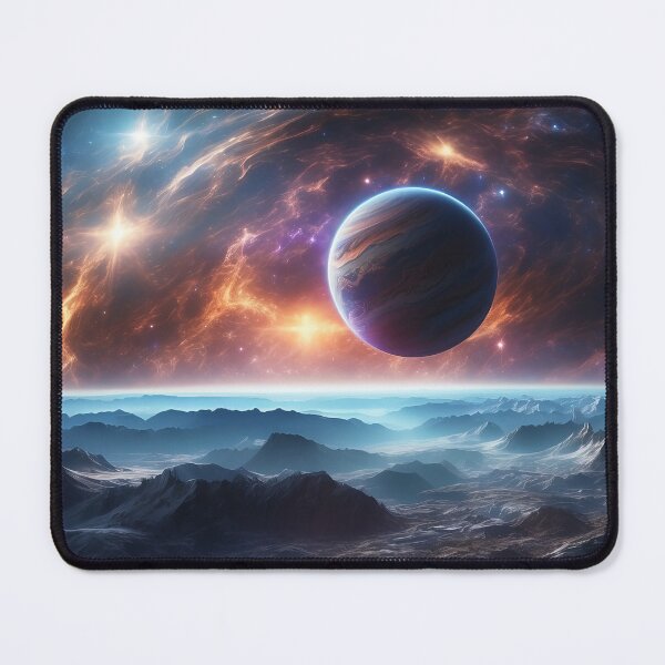 Item preview, Celestial Dawn Over Frozen Alien Peaks designed and sold by ArtComixHaven.