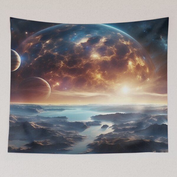 Item preview, Solar Rise Over the Shattered Exoplanet Basin Jigsaw designed and sold by ArtComixHaven.