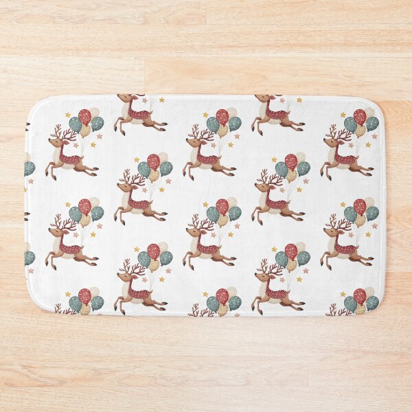 Item preview, Embroidered Reindeer with Festive Balloons – Cozy Nordic Christmas Art designed and sold by MiraLumeStudio.