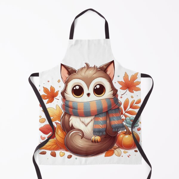 Item preview, Kawaii Fall Owl With Striped Scarf designed and sold by BigBlueArt.