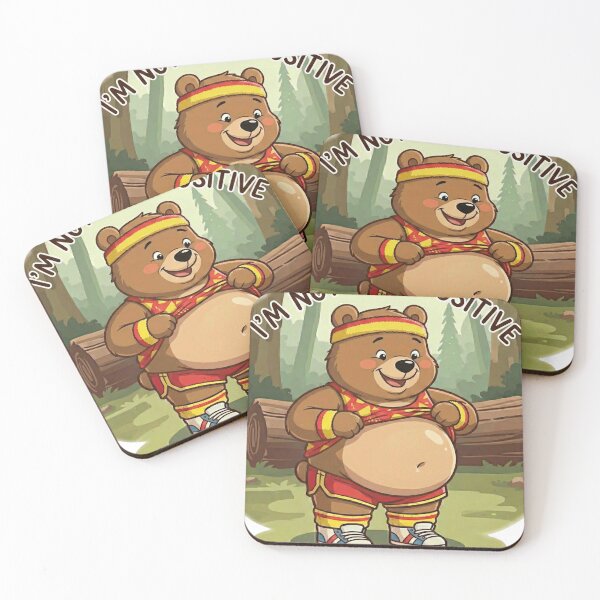 Item preview, I'm Just Fat - Honest Workout Bear Retro Cartoon designed and sold by TeezOfMadness.