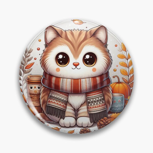 Artikelvorschau, Kawaii Herbstkatze gemütliche Herbstillustration entworfen und verkauft von BigBlueArt.